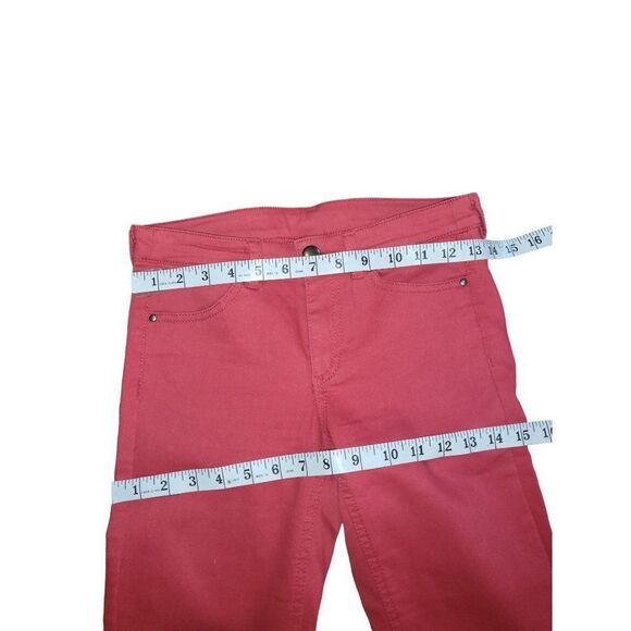 H&M‎ Divided Jeans Women Sz 4 Red Straight Leg Mid Rise - Picture 3 of 6